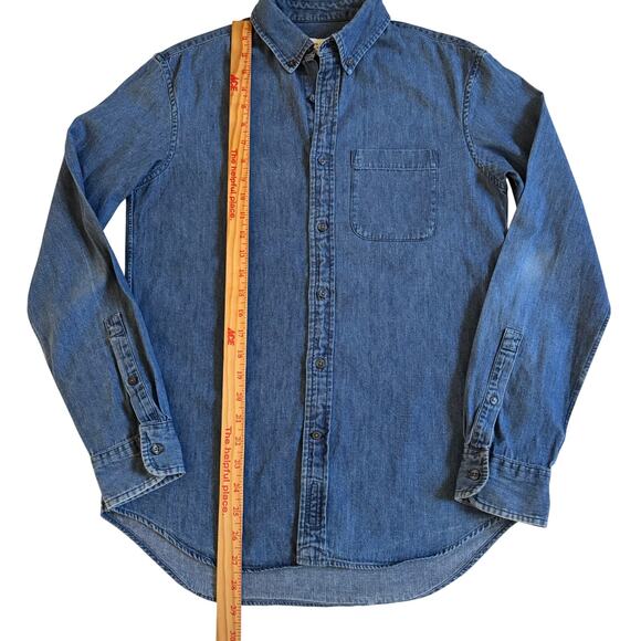 Club Monaco Slim Fit Denim Chambray Button Front Shirt Long Sleeve Size XS EUC - Picture 10 of 11